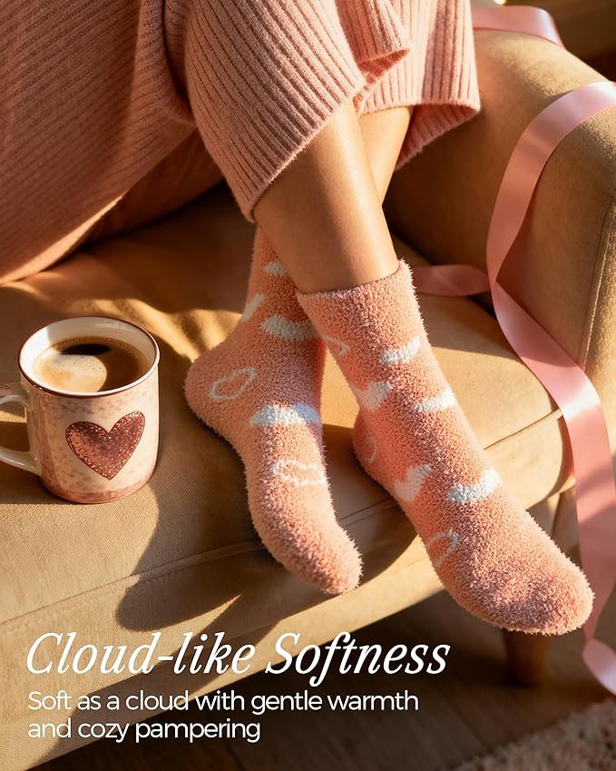 TEHOOK Warm & Cozy Valentines Gifts for Women, Fluffy Fuzzy Plush Sleeping Slipper Socks - Soft Warm Fabric