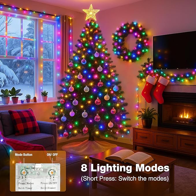 3 Pack 16FT 50 LED Fairy Lights Battery Operated with Timer, 8 Modes USB Mini Twinkle Light, Small String Lights for Christmas Tree Wreath Vase Bedroom DIY Wedding Decorations-Multi-Colored