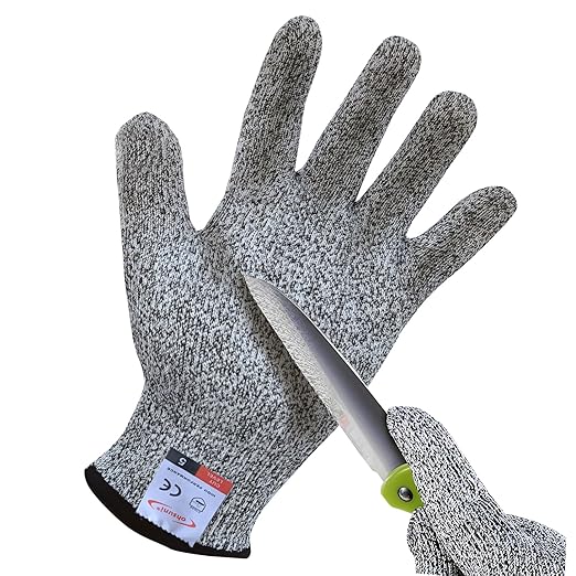 Cut Resistant Gloves, 1 Pairs of Food Grade Cutting Gloves for Kitchen, Oyster Shucking, Fish Fillet Processing, Carving Wood and Gardening(X-Large-Grey), Gray