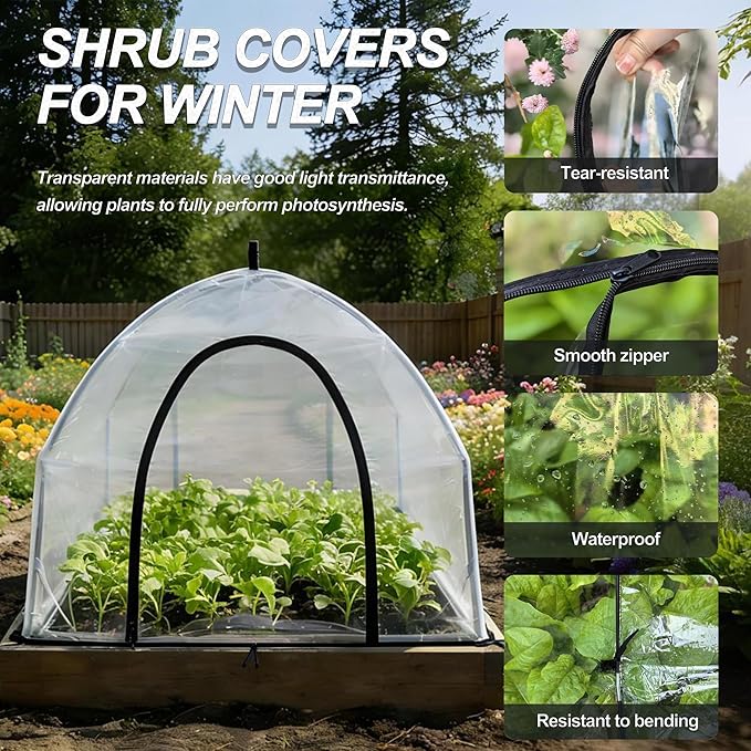 36″*36″*35.5″, Mini Greenhouse Winter Plant Warm Covers - Raised Bed Cover for Seed Starting, Warm Tent Freeze Protection Humidity Domes for Gardening & Winter Shelter and Protecting Plants, 2pcs