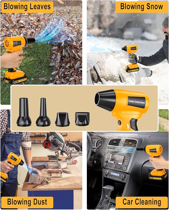 Taingwei Cordless Leaf Blower for Dewalt 20V Battery - High-Speed, Brushless Motor, 130,000 RPM, Lightweight Handheld Design for Leaves,Dust,Snow,Lawn Care,Patio Cleaning(Battery Not Included)