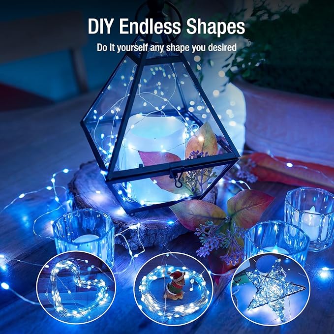 12 Pack Fairy Lights Battery Operated - 7ft 20 Led Twinkle Lights 3 Modes, Bulk Mini String Lights Waterproof for Mason Jars Vases DIY Party Wedding Decoration Christmas -Blue and White