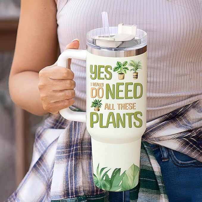 Hyturtle Personalized Plant Tumbler - Gardening Gifts For Women - Gifts For Gardener - Plant Lady Gift - Mothers Day Gifts For Plant Lovers - Gardener Gifts - Travel Coffee Cup 40oz With Lid Straw