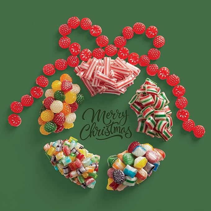The Swiss Colony Traditional Christmas Candy Tin - 1 lb. 14 oz. Net Wt.: Old Fashioned Hard Candy Mix, Raspberry Drops, Pillows - Perfect Sweets Gift Box for All Occasions & Grandparents