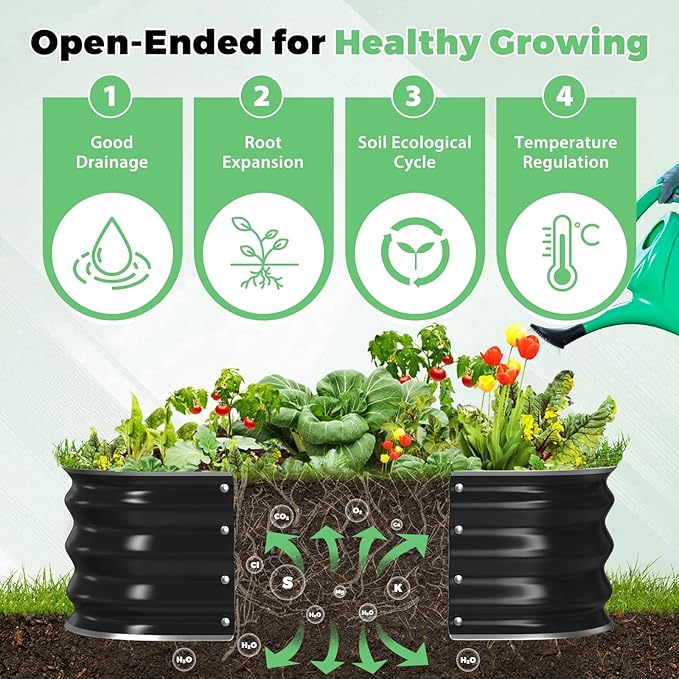 Galvanized Raised Garden Bed, 4x4x1ft Garden Planter Bed Outdoor, Heavy Duty Rustproof Steel Raised Bed Kit for Gardening Vegetables Fruits Flowers Grow Black