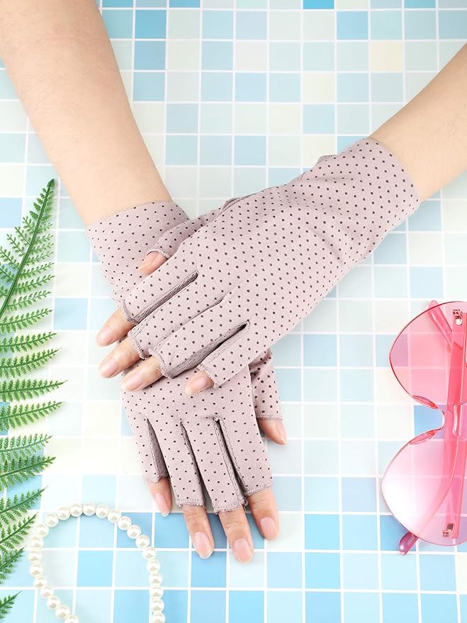 Maxdot Sun Gloves for Women UV Protection Fingerless Non Slip Sunscreen Driving Gloves for Summer Outdoor