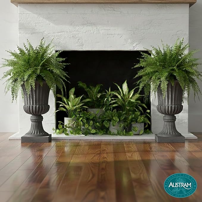 Austram Urn Planters 22", Set of 2, Tall Stone-Resin Pedestal Planters for Outdoor Plants, Large Front Porch Decor, Patio Garden Pots, Outdoor Urns for Entryway, Porch & Deck, Grey Plant Pot