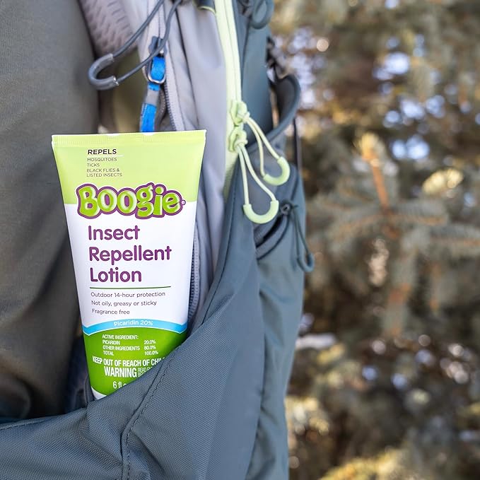 Boogie Insect Repellent Lotion, Keep Mosquitoes, Ticks and Flies Off, DEET Alternative Repellent, Up to 14-Hour Protection, Fragrance-Free, Odorless Lotion, 6 Ounce