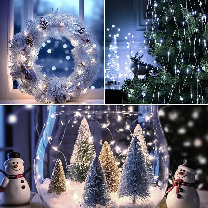 Litogo 7ft 20 LED Fairy Lights, Battery Operated Waterproof Silver Wire, for Mason Jars, DIY Wedding Party, Christmas, Bedroom, Patio, Cool White