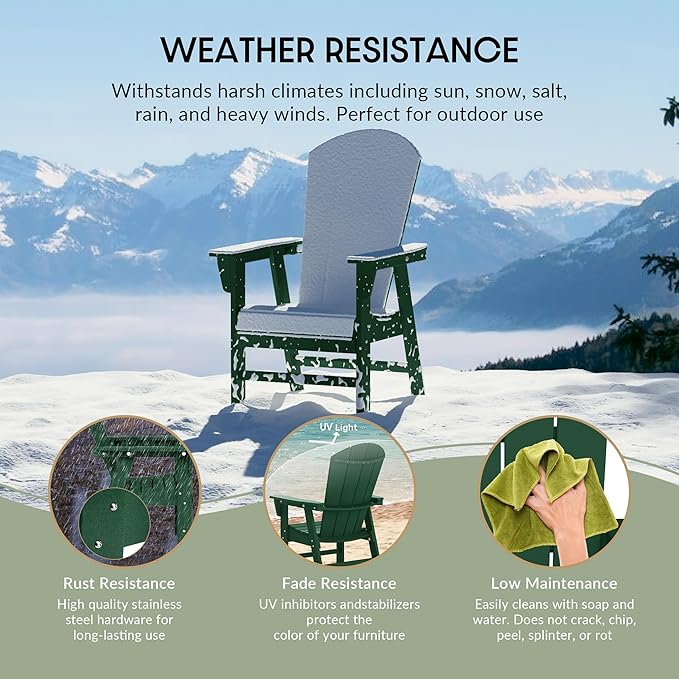 WestinTrends Malibu Malibu Outdoor Patio HDPE Plastic Adirondack Dining Chair Dark Green
