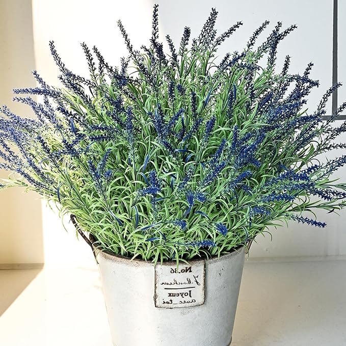 HIFORESTAR UV-Resistant Artificial Lavender Flowers – Certified Fade-Proof Outdoor Decor – Realistic Purple Fake Plants for Patio, Garden, and Landscaping (UV Resistant Dark Purple Lavender)