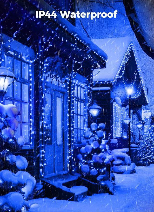 Minetom Christmas String Lights Battery Operated, 2 Pack Total 33FT 100 LED Battery Powered Fairy Lights with Timer,8 Modes, Waterproof Twinkle String Lights for Outside Indoor Bedroom Tree, Blue