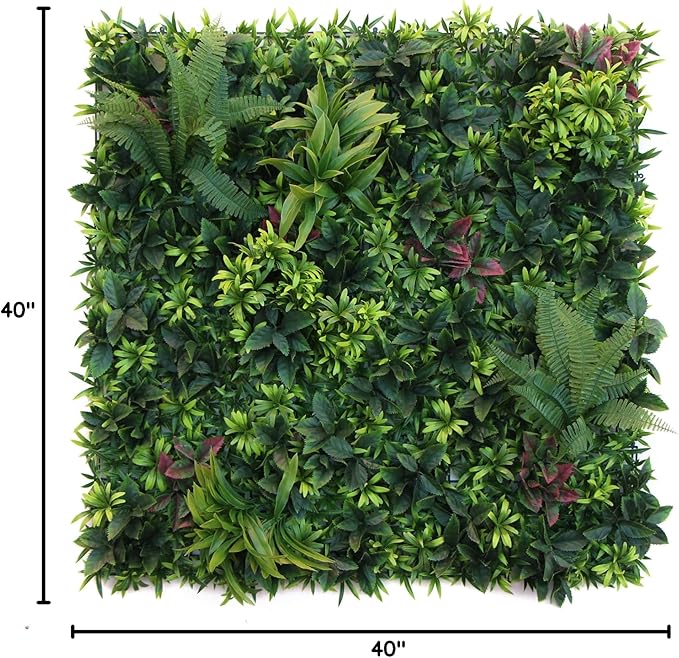 ULAND Artificial Plant Wall Panels, 1pc 40"x40" Greenery Grass Wall Backdrop Decoration, Faux Ivy Leaves Outdoor Privacy Fence Covering