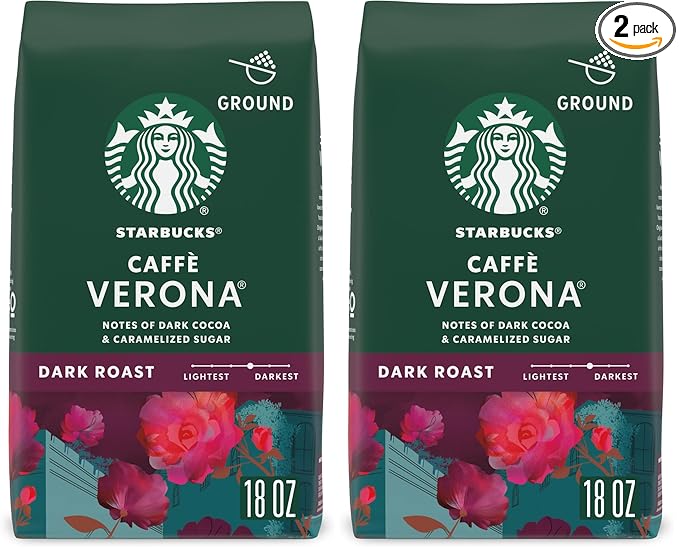 Starbucks Ground Coffee, Dark Roast Coffee, Caffè Verona, 100% Arabica, 1 bag (18 oz) (Pack of 2)