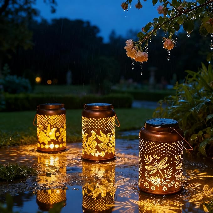 Dragonfly Solar Lanterns Outdoor Waterproof Garden Decor Hanging Solar Lights Gifts for Women Mom Grandma Metal Garden Decorative Lights for Yard, Backyard, Patio, Porch