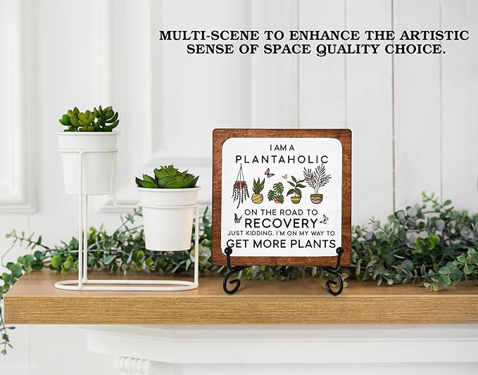 Plantahloc Table Sign For Garden, Funny 5x5 Inch Decor Plaque, Farewell Office Gift For Plant Lady Plant Lover Plant Mom Plant Lover, Wood Plaque For Greenhouse Garden Farmhouse Decor Wood Sign B(20)