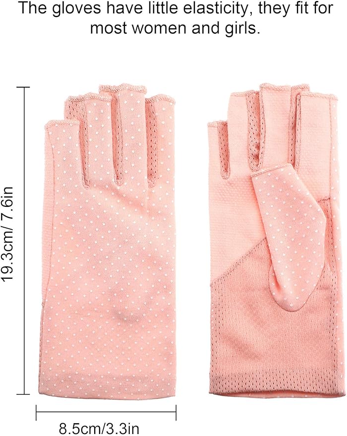 Maxdot Sun Gloves for Women UV Protection Fingerless Non Slip Sunscreen Driving Gloves for Summer Outdoor