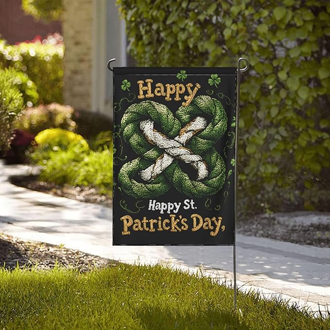 Rope Style Clover Garden Flag 12x18 Inch Double Sided All-Weather Polyester Outdoor Flag For Patio Lawn Yard And Garden Welcome Decor