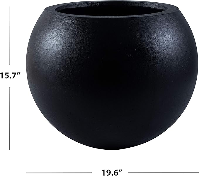 Safavieh Outdoor Collection Kenslia Black Concrete Planter (Fully Assembled)