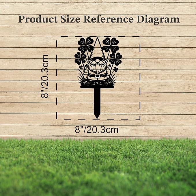 Magilab Personalized Iron Yard Stake - Christmas Cute Gnome Dwarves Decor, 8-Inch Black Metal Garden Sign for Outdoor (Style J)