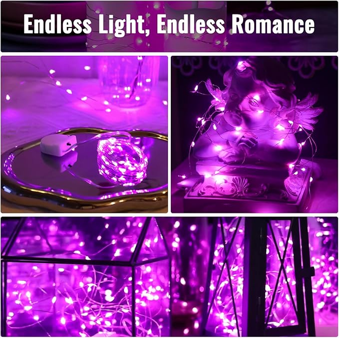 ZSJWL 30 Pack Pink Fairy Lights Battery Operated,7Ft 20LED Mini String Light, Waterproof Twinkle Light Silver Copper Wire Lights for Wedding Party Bedroom Christmas Table Decoration