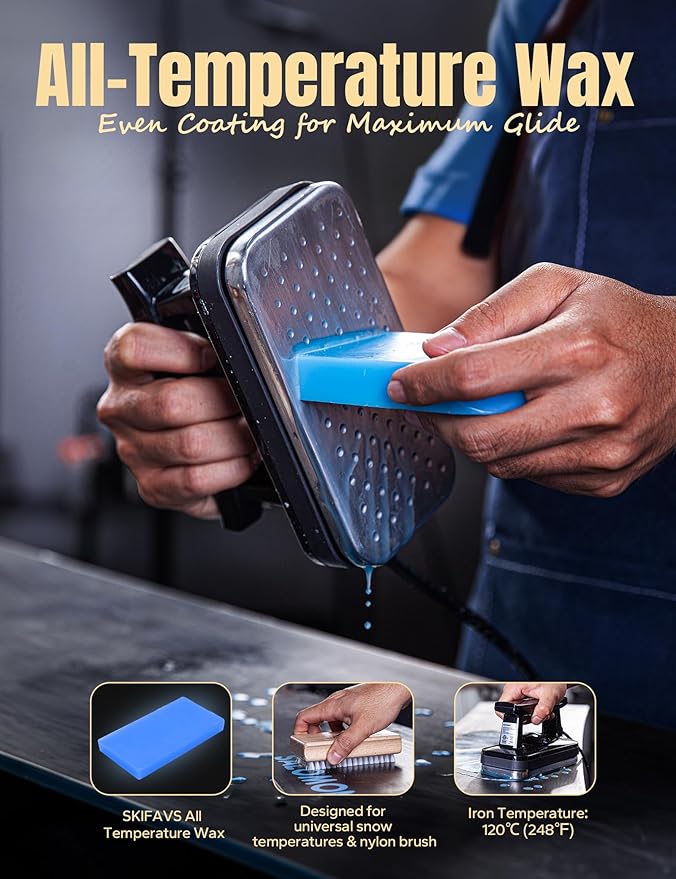 Ski/Snowboard Wax Kit, Ski Tuning & Waxing Kit with Wax Iron, Complete Basic Wax Set - Professional Tuning Equipment, All Temperature Wax, Base Cleaner, Brush, Wax Scraper, P-tex, Tuning Stone
