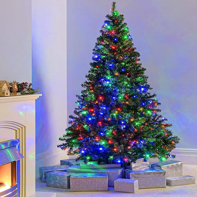 120 LED Christmas Lights Outdoor Indoor 40ft Christmas String Lights 8 Modes Clear Wire Plug in Twinkle Fairy Light for Bedroom House Holiday Party Christmas Tree Decorations, Multicolor