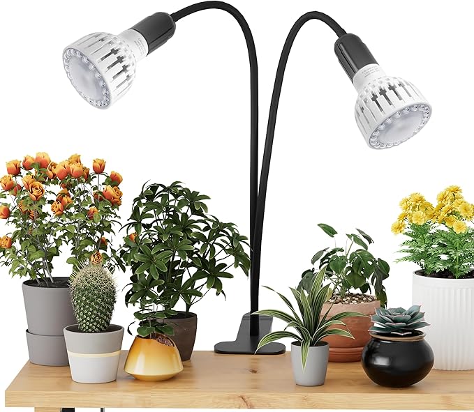 GooingTop Grow Light,24W (160Watts Equiv) 5000K White Full Spectrum LED Growing Lamp Clip on Desk for Indoor Plants,Bulbs Replaceable & Non-dimmable