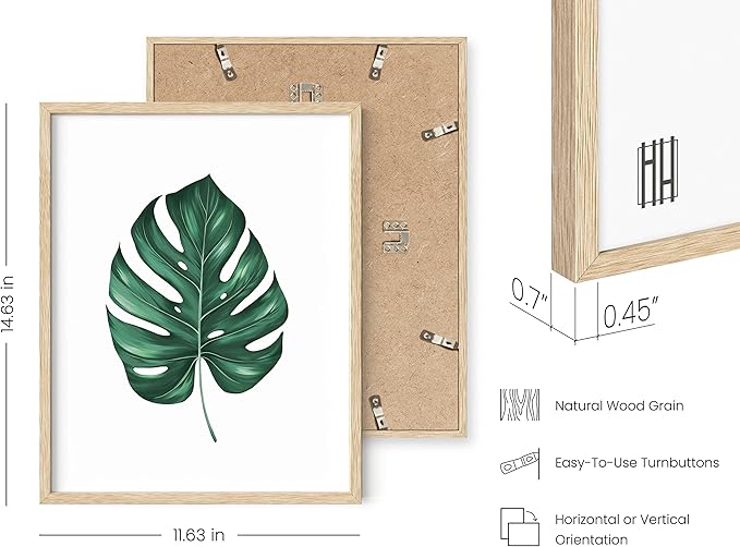 HAUS AND HUES Plant Wall Art - Botanical Prints, Green Wall Art Collection Set, Leaves Paintings Minimalist Sage Green Wall Decor (Beige Frame, 11x14)