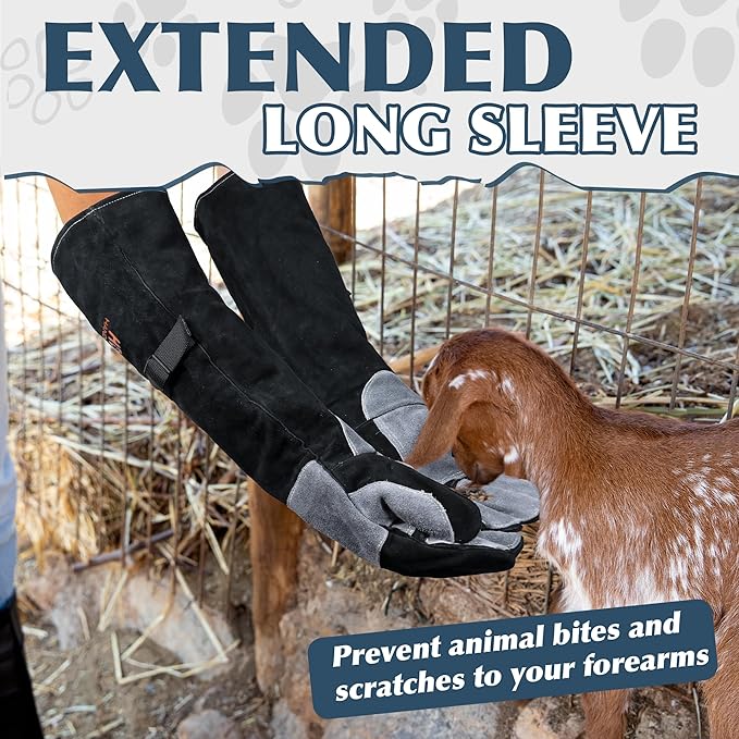 HANDLANDY 24 Inches Animal Handling Gloves Bite-Proof, Scratch-Resistant, Durable Pet Gloves for Dogs, Cats, Falconry