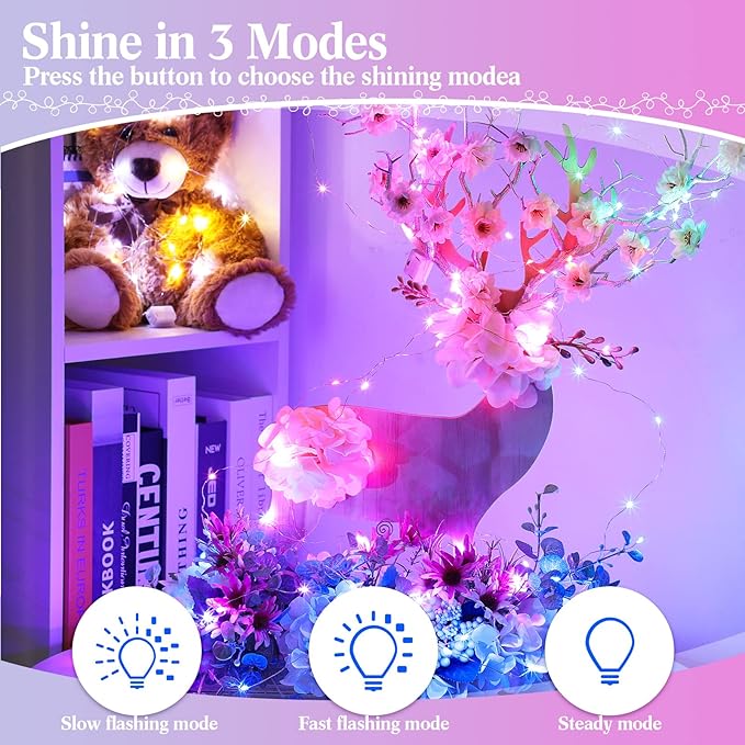 Tuanse 150 Pack LED Fairy Lights Colored Battery Operated String 3 Speed Modes 7 ft 20 LED Starry Wedding Decoration Waterproof Wire Twinkle Light for DIY Jar Bedroom Party Supplies (Multi Color)