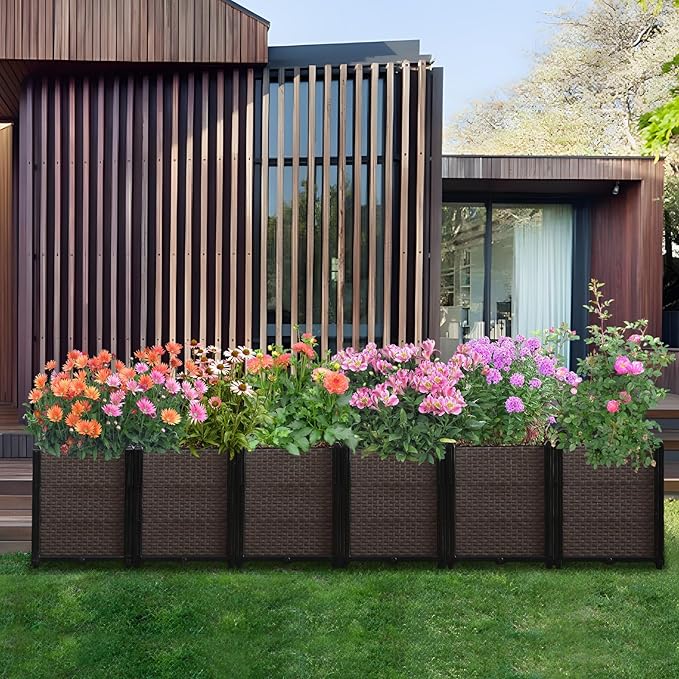 Large Raised Planter Box Outdoor Self Watering 94.4"x15.7"x19.7", Deep Raised Garden Bed - Elevated Garden Box with Drainage Plug, Rectangular Garden Planter Perfect for Patio Balcony Deck