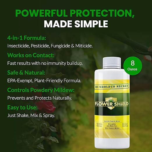 Humboldt’s Secret Flower Shield | Plant Care Spray for Routine Foliar Application & Maintenance | Naturally Derived, Oil-Based Formula | Indoor & Outdoor Plants | 8 Ounce