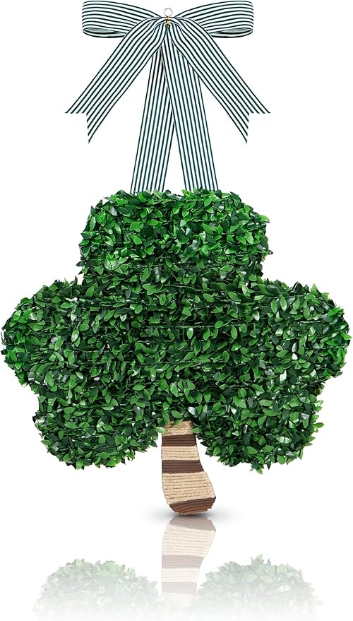 St. Patrick's Day Decorations, St Patricks Day Shamrock Wreath, Lucky Green St. Patrick's Day Door Swag for Fireplace Mantel Walls, Shamrock Clover Hanging Decoration for Front Door Spring Decor