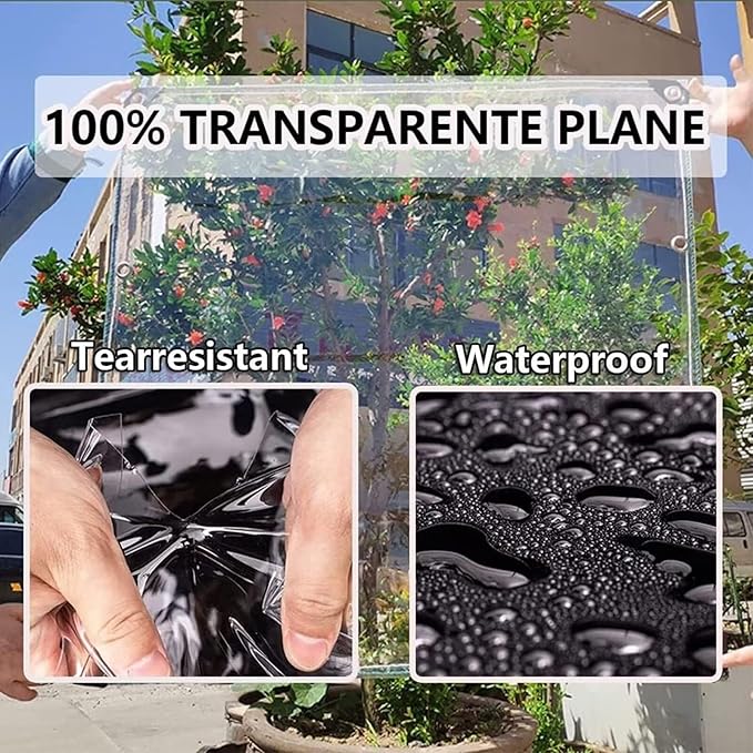 Clear Tarps with Grommets, 5x7ft Clear Tarps Heavy Duty Waterproof Tarp Cover with Reinforced Edge,14mil Thickened Tear Resistant Clear PVC Tarp Tarpaulin for Home Garden Outdoor