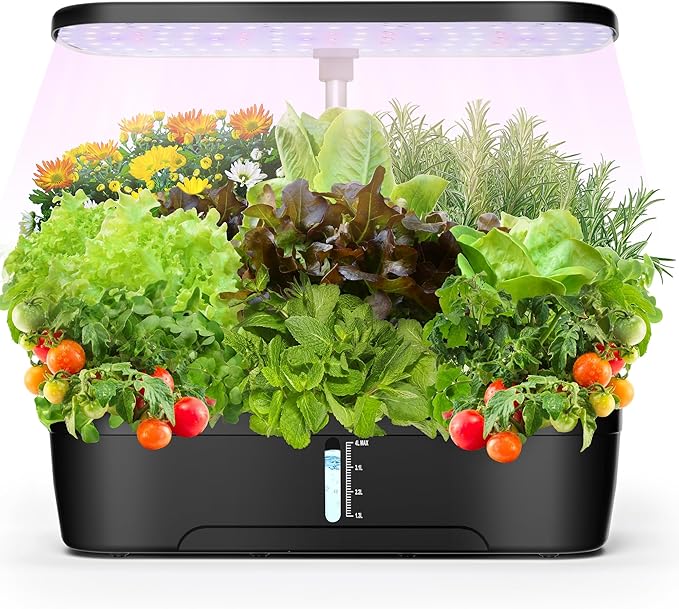 12-Pod Hydroponics Growing System with 159 LED Grow Lights, Adjustable Height Indoor Herb Garden Kit for Vegetables, Fruits & Herbs – Indoor Gardening System
