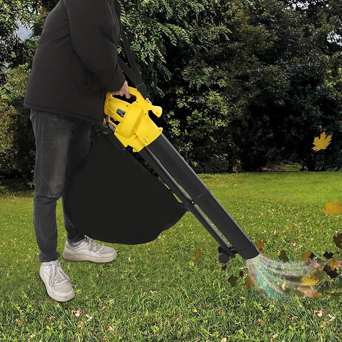 Powerful Electric Leaf Blower Vacuum 2-in-1, Corded High-Performance Yard Blower with Blowing & Vacuum Modes, Lightweight Design for Fast Lawn, Patio, Driveway and Garage Cleaning
