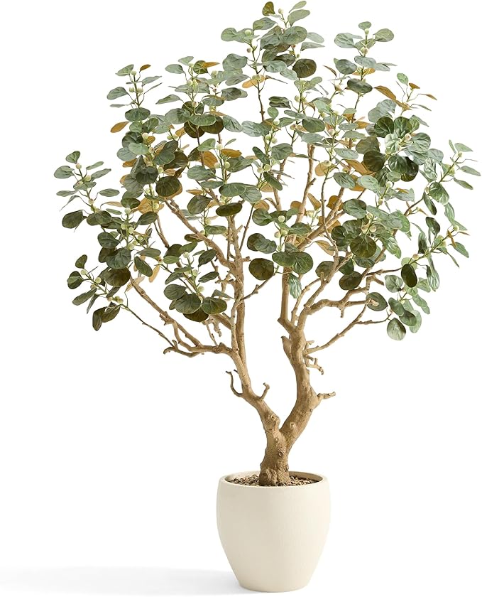 7 FT Large Luxury Artificial Bodhi Tree with Pot, Tall Faux Tree, Extra Lush Stereoscopic Shape, 5 Minutes Easy Set-up, Realistic Potted Silk Indoor Plants with Lifelike Branches & Leaves & Fruits