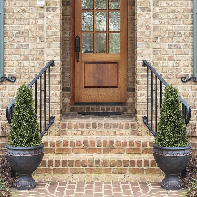 Azoco 3ft Artificial Boxwood Topiary Trees (Set of 2) - UV Resistant Faux Plants Outdoor, Realistic 36in Fake Cone Bushes and Shrubs for Front Porch, Planter, Patio - Low Maintenance & Evergreen