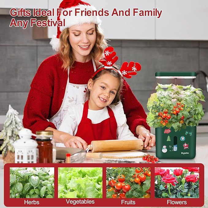 DRYADES Christmas 2-Pack Indoor Planting System Smart Soil Growing Kit with 17-W LED Grow Light Automatic Timed Watering Planters Gift for Friends/Women (No Seeds&Soil)