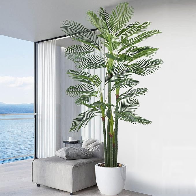 Artificial Palm Tree 9FT(108in) Tall Faux Tree with Large Trunks and 35 Realistic Leaves, Fake Tropical Floor Potted Artificial Plants for Home Office Living Room Indoor Decor (9feet,1Pack)