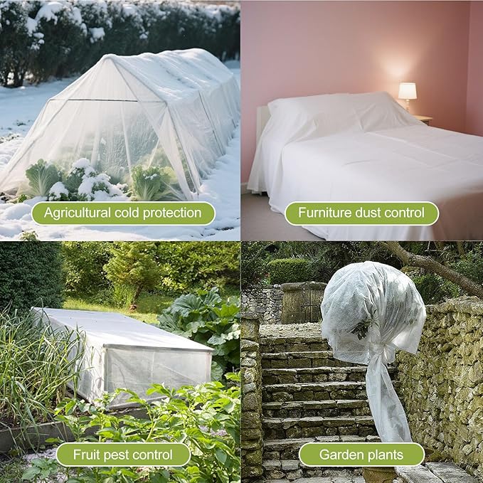 WiMas Plant Covers Freeze Protection, 10x33FT Reusable Thickened Winter Floating Row Covers, Frost Cloth Blanket Shade Cloth Garden Fabric Plant Cover for Raised Beds Vegetables Insect Winter Frost