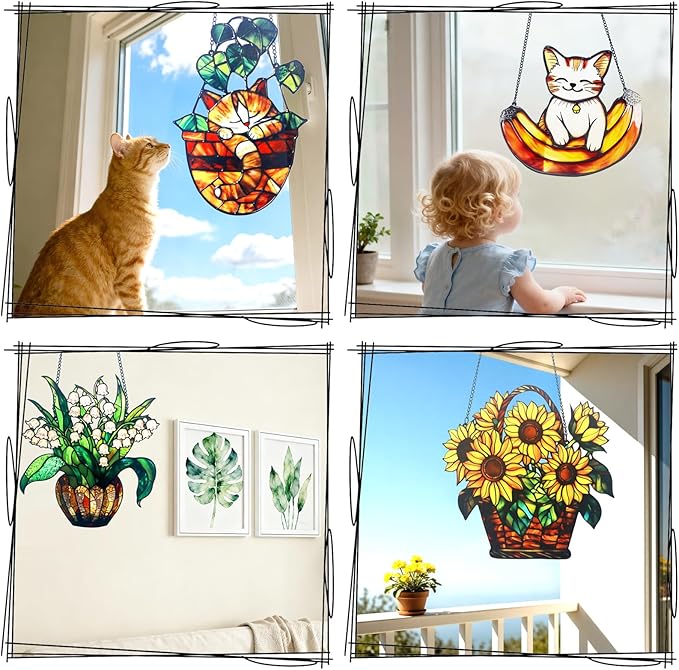 Acrylic Hanging Sunflower for Window Doors Home Decoration，Sun Catchers for Windows Hanging，Valentine's Day Mother's Day Birthday Gifts (TYU730)