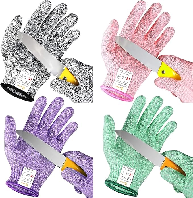 Evridwear Cut Resistant Gloves for Kids 10-13 Years, Level 5 Protection Cutting Gloves Food Grade for Cooking, Whittling, Wood Carving, Gardening and DIY