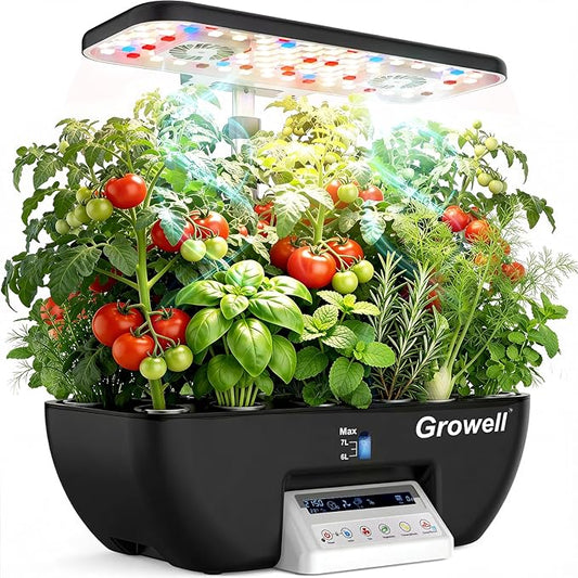Hydroponics Growing System Kit, 17 Pods Indoor Herb Garden with Grow Light, Smart Water & Air Circulation with 2 Fans, Auto Timer, 10L Water Tank, Perfect Indoor Gardening System Gifts (Black)
