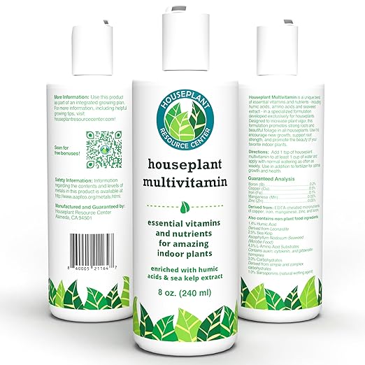 Micronutrient, Sea Kelp & Humic Acid Booster for Houseplants (Pairs with Fertilizer) – Houseplant Multivitamin | Leaf & Root Growth Supplement | 8oz
