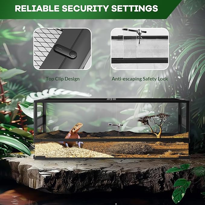 Garvee 67 Gallon Reptile Tall Glass Terrarium, 36" x 18" x 24" Reptile Tank Double Hinge Door with Top Screen Ventilation, Easy Assembly (67 Gallon-H)