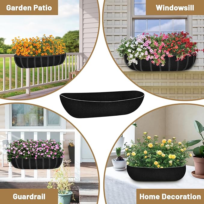 3PCS 36 inch Planter Liner,Fabric Window Box Liners,Hanging Planter Liners for Outdoor Plants Half Moon Shape Replacement for Flower Pots Horse Trough Hanging Basket Vegetables Pot