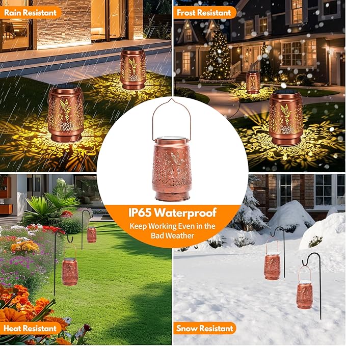 siruitong Solar Lantern Outdoor Lamp Waterproof Decorations Garden Decor, Christmas Birthday Gifts for Women, Mom, Grandma Decorative Garden, Yard, Patio, Lawn, Balcony Porch - Hummingbird B