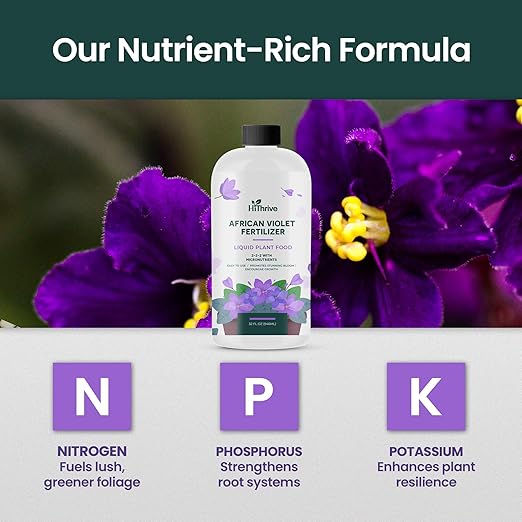 32oz African Violet Fertilizer for African Violets Live Plants - Makes 48 Gallons of Indoor Plant Food for Houseplants, Balanced Macro & Micronutrients Formula for Vibrant Blooms & Lush Foliage